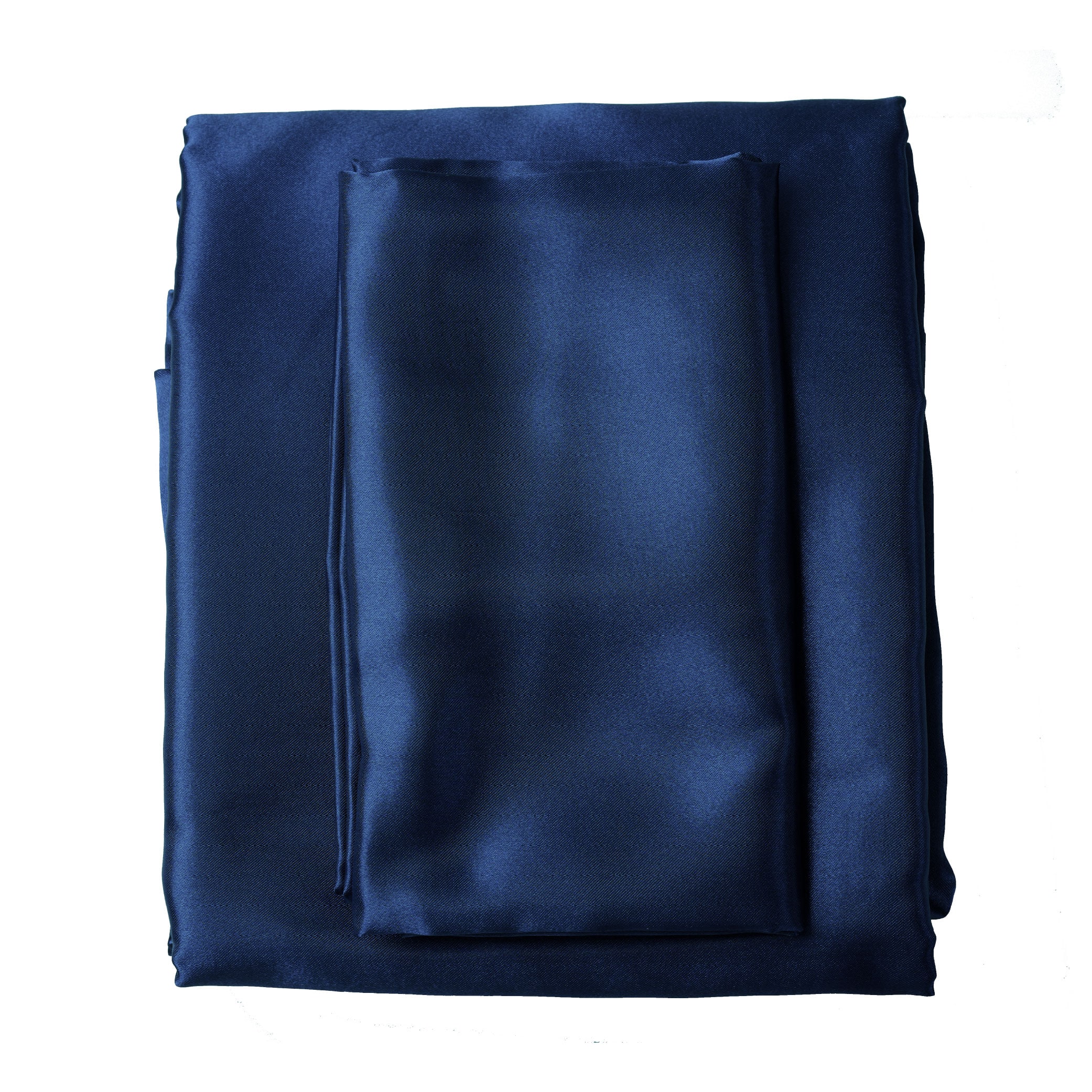 Satin Bed Sheets, Twin Size Sheets Set, 3 Pcs Silky Bedding Set With 15 Inches Deep Pocket For Mattress (Twin, Navy Blue)_voghion.com